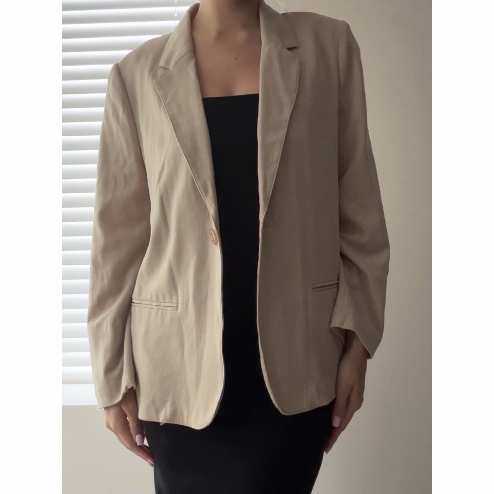 Sag Harbor Neutral Beige Single-Button Blazer